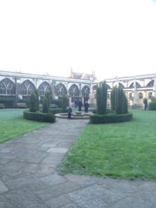 Garth inside the cloister walls of Gloucester Cathedral