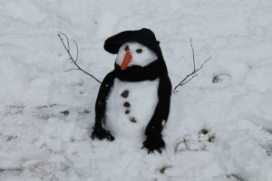 Snowman the ArgeyKids built in FortAugustus, Scotland - Snow in Scotland