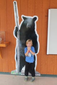 ArgeySon being scared by the Black Bear