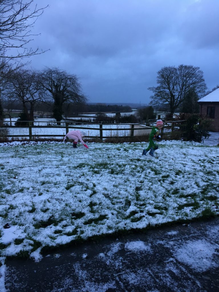 The kids had a lovely time playing in what little snow we had. January 2017. Nercwys.