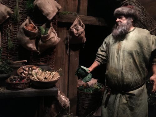 Greengrocer at the York Jorvik Museum and Viking Centre, England.