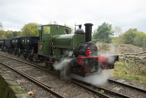 Beamish Pit Village Steam Engine working on the track